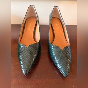 J.Renee Dark Green Snakeskin Heels